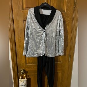 Dance costume with jacket and long pants leotard